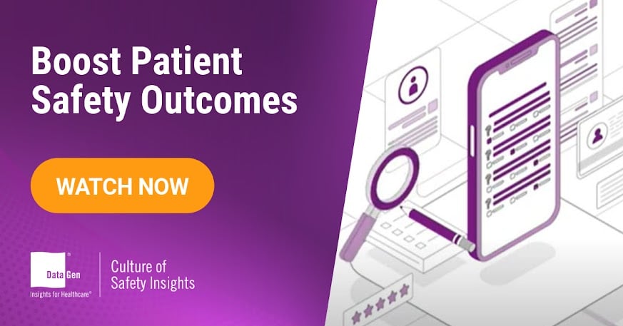 YouTube Video on DataGen’s Culture of Safety Insights™ (CSI) strengthens patient safety culture, improves outcomes and supports Joint Commission standards.